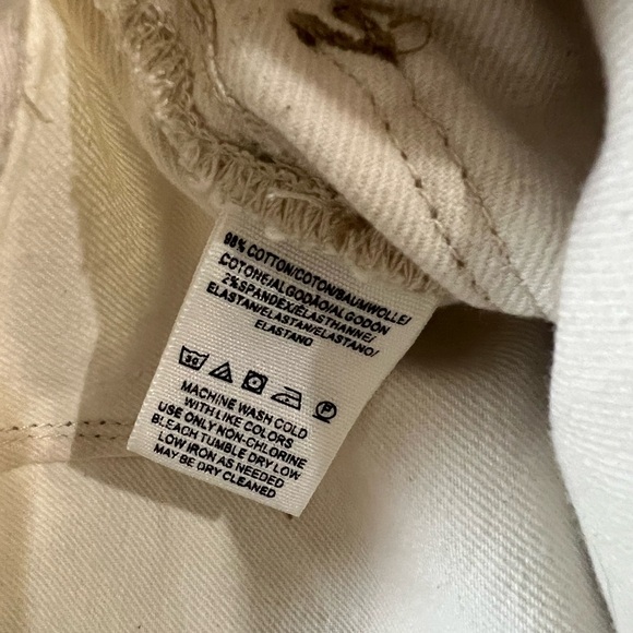 Free People Bridgette Denim‎ Shorts High Rise Button Fly Ivory Cream - Picture 7 of 8